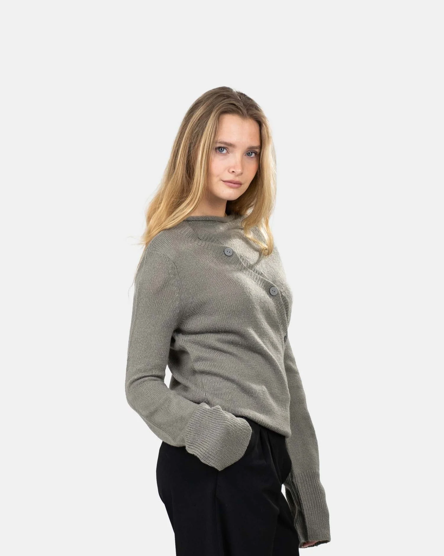 Asymmetrical cardigan gray - Image 3