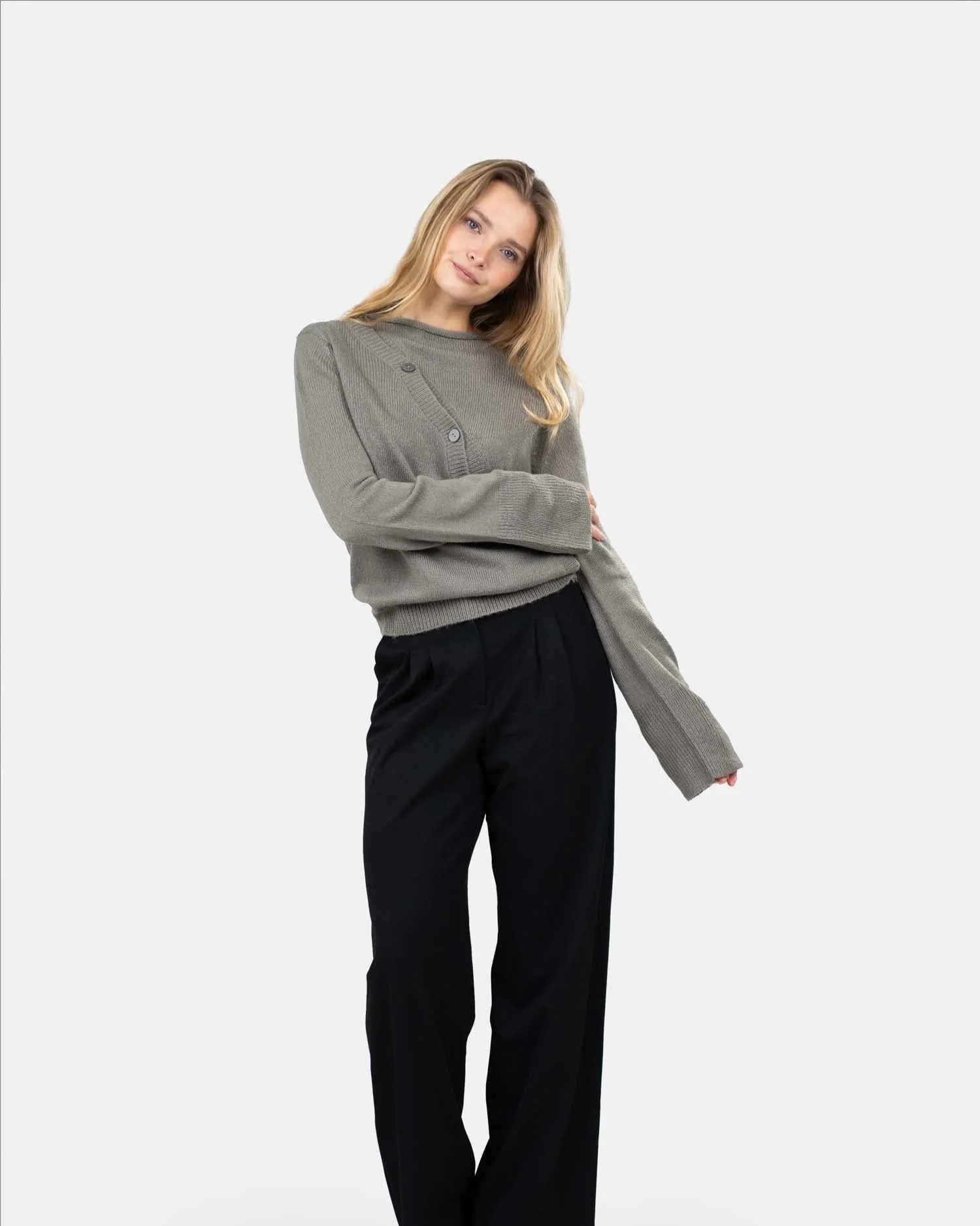 Asymmetrical cardigan gray - Image 5