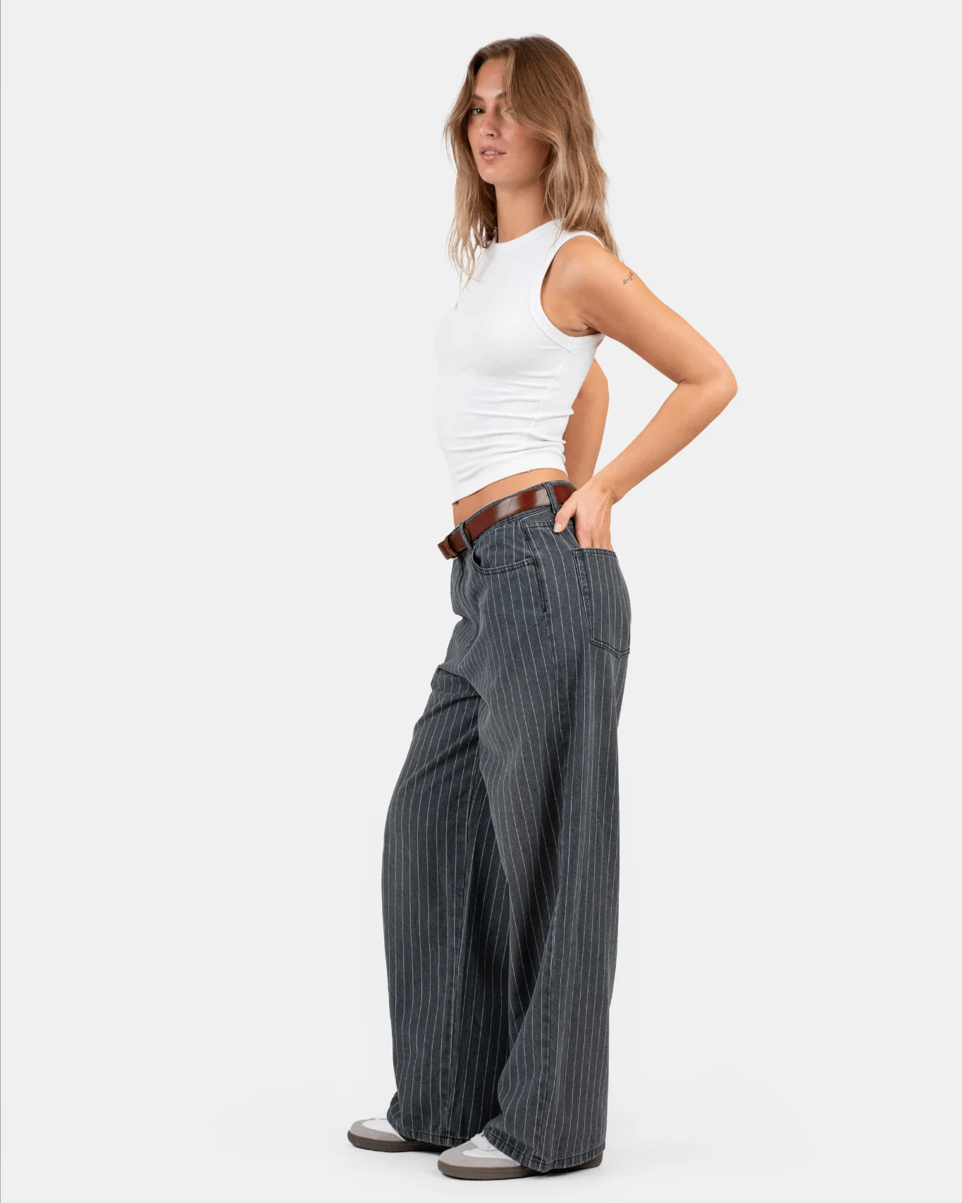 Baggy denim jeans washed pinstripe - Image 8