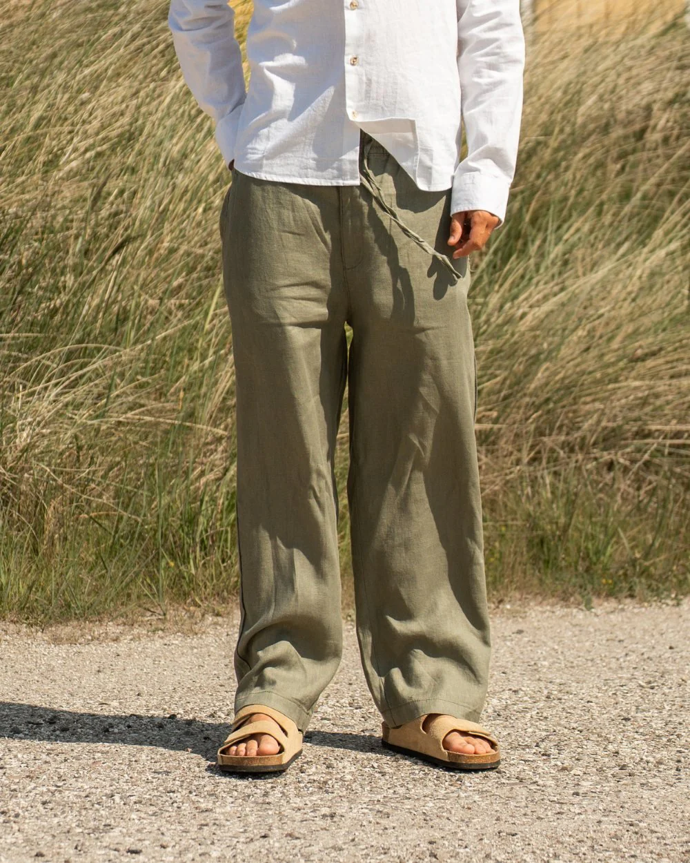 Baggy 100% flax pants Army - Image 2