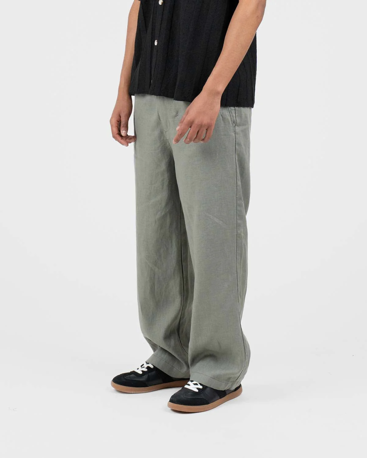 Baggy 100% flax pants Army - Image 4