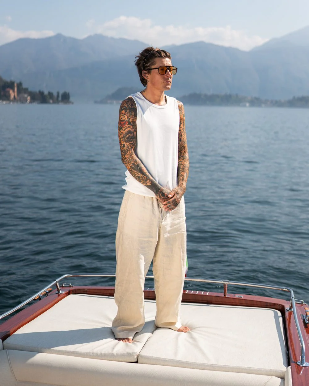 Baggy 100% flax pants beige - Image 3
