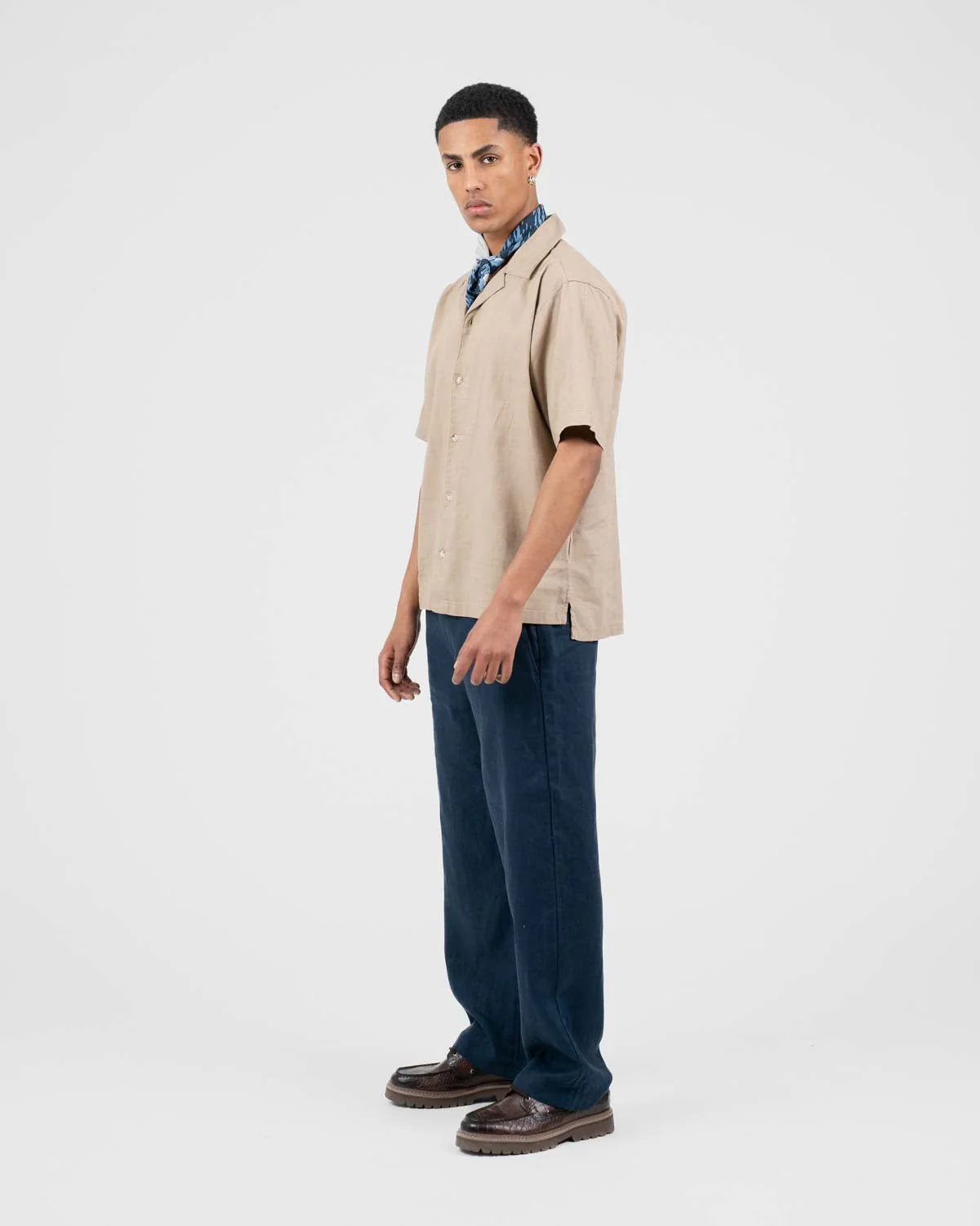 Baggy 100% flax pants Navy - Image 6