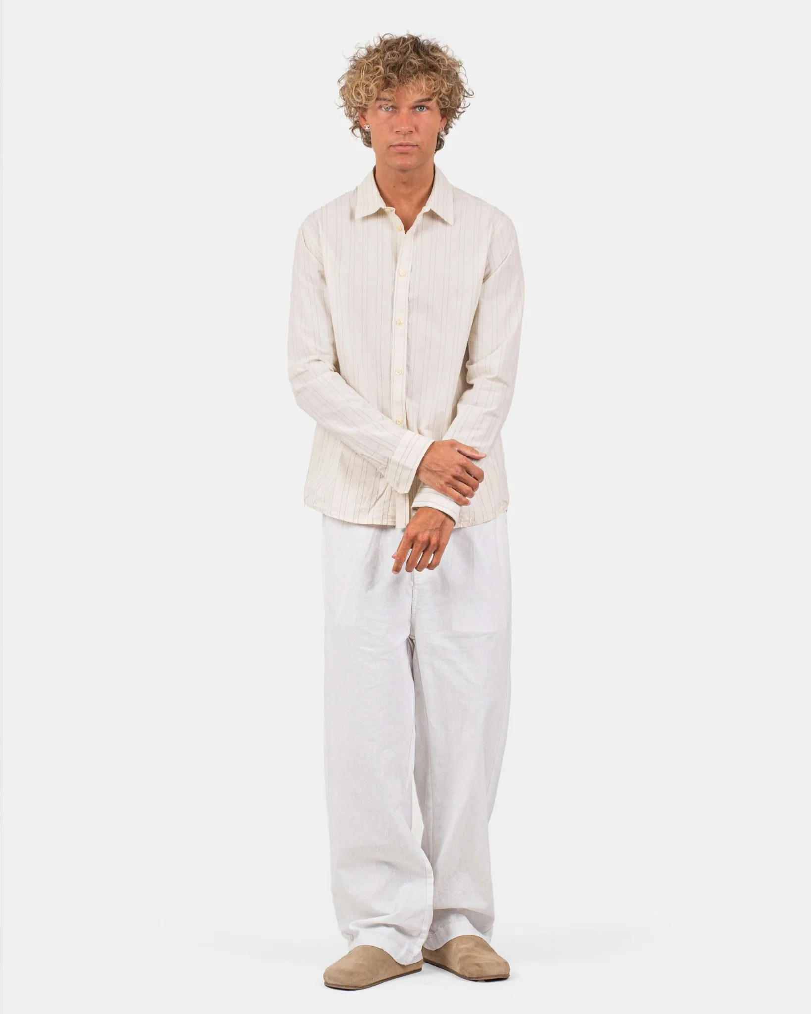 Baggy flax pants white - Image 4