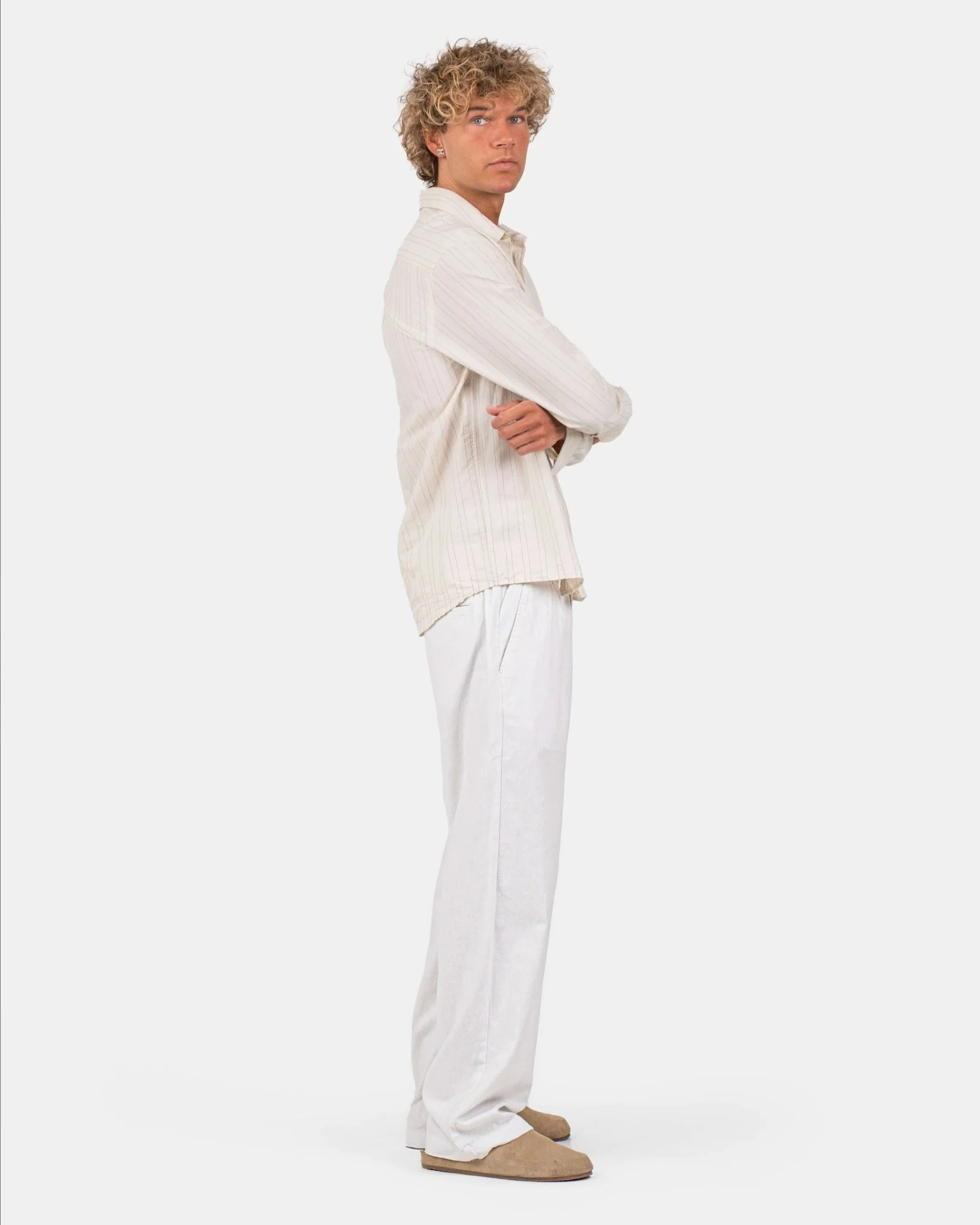 Baggy flax pants white - Image 5