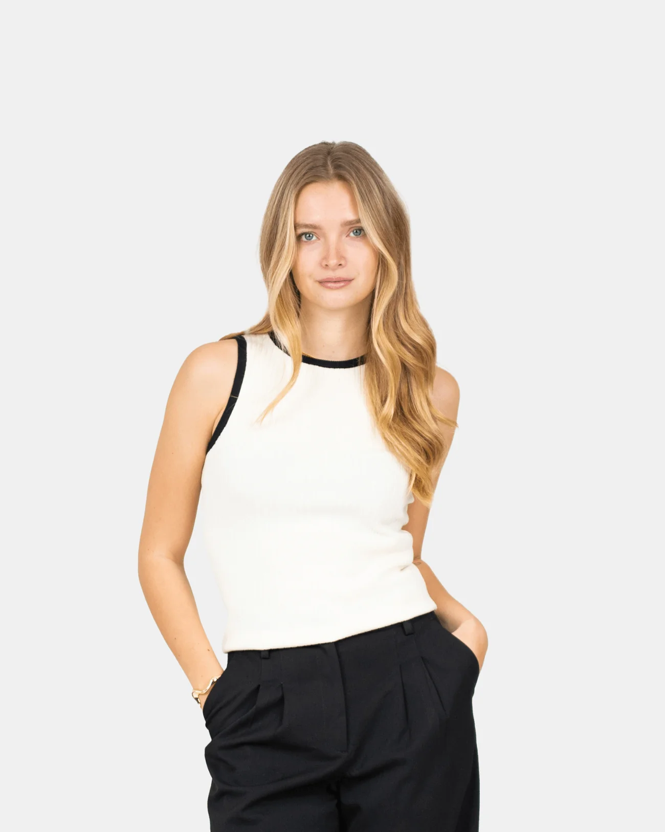 Contrast Tank Top White - Image 3