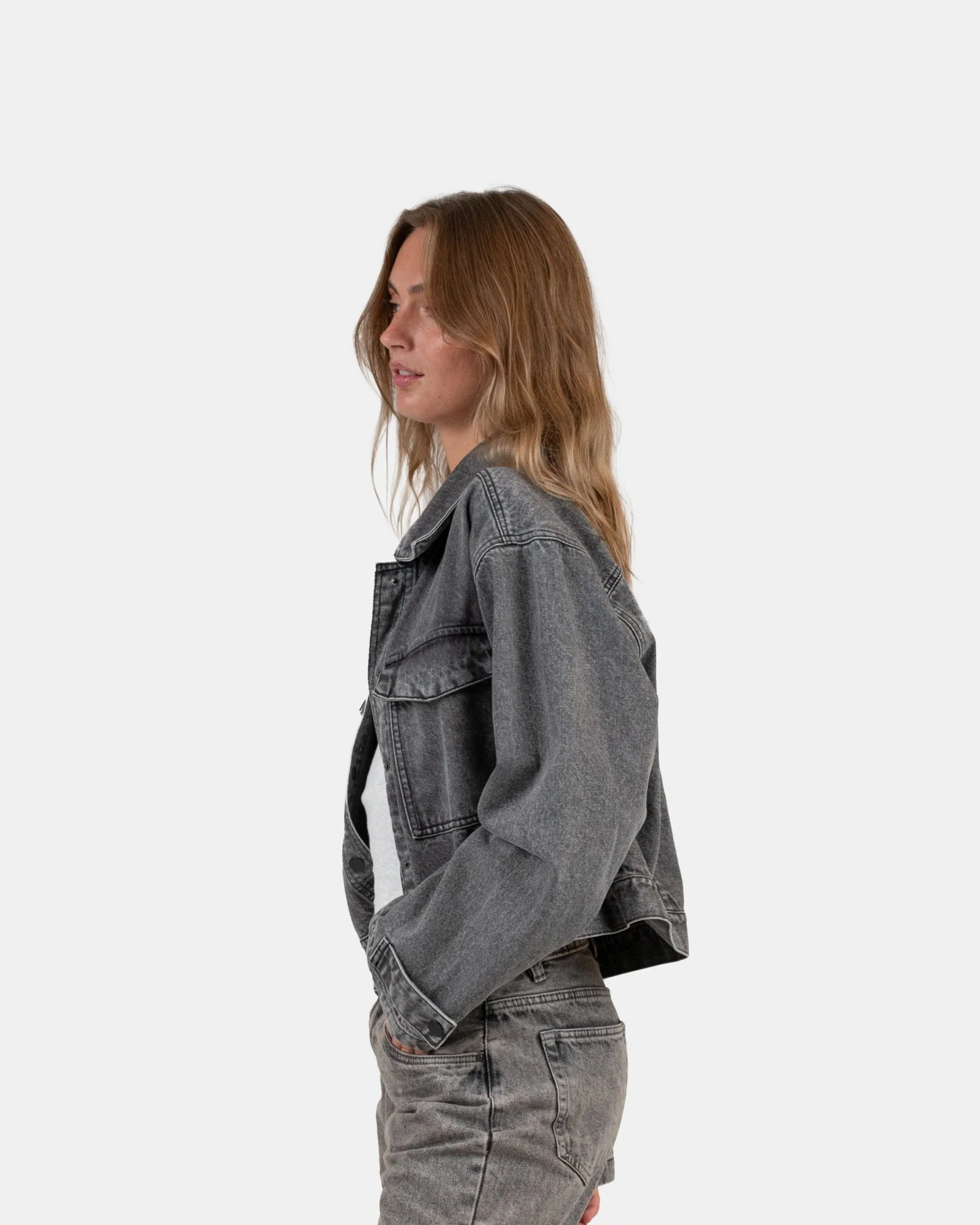 Denim Jacket Washed Gray - Image 6