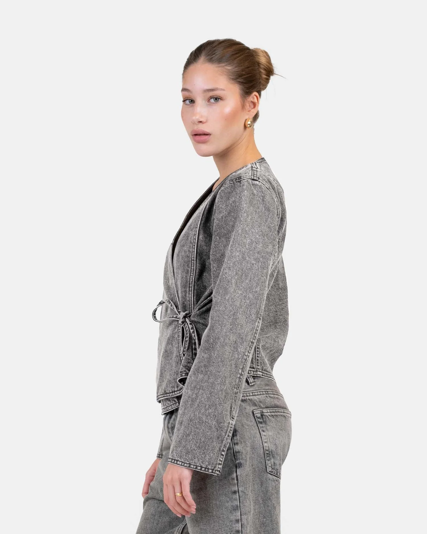 Denim tie shirt washed gray - Image 4