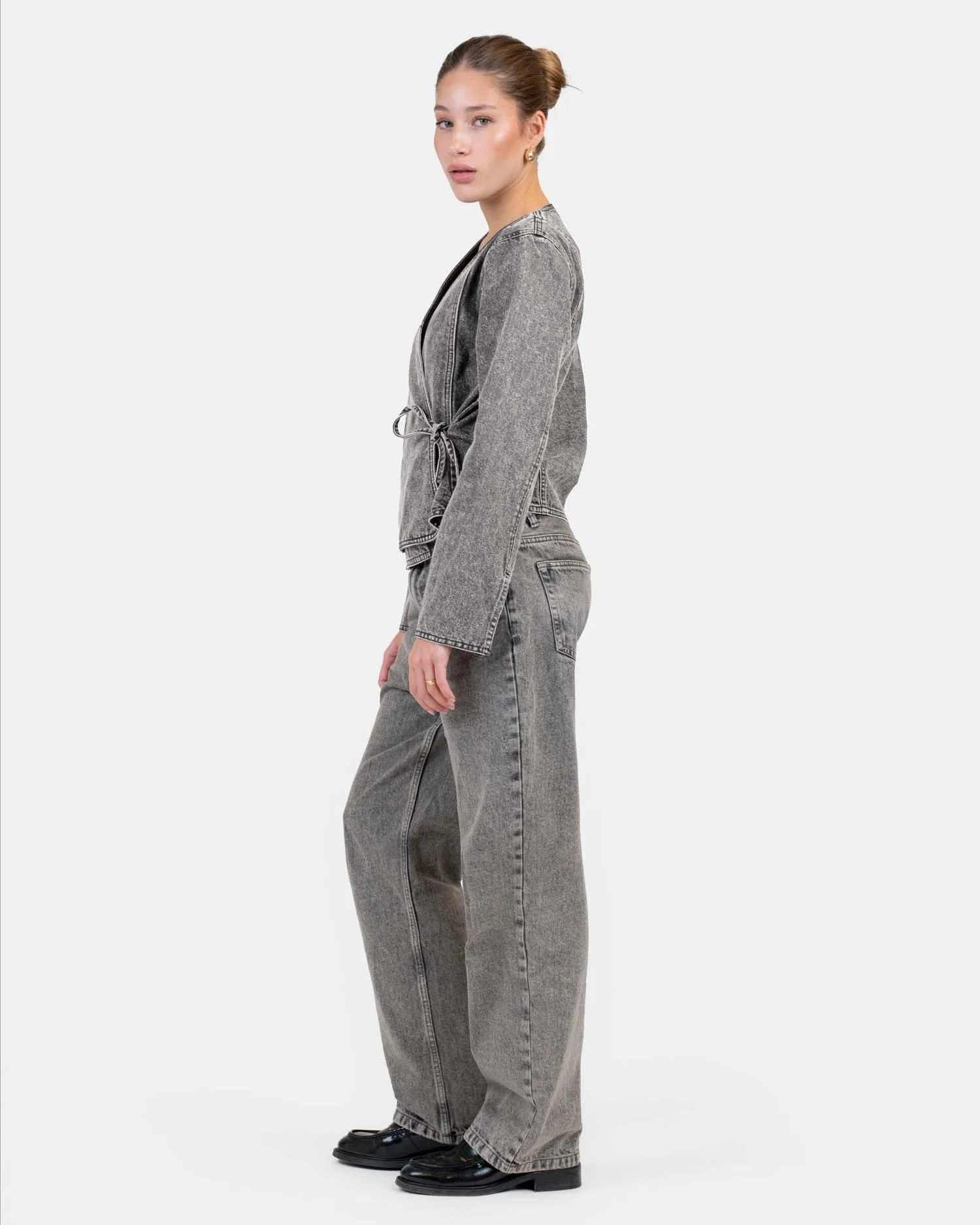 Denim tie shirt washed gray - Image 5