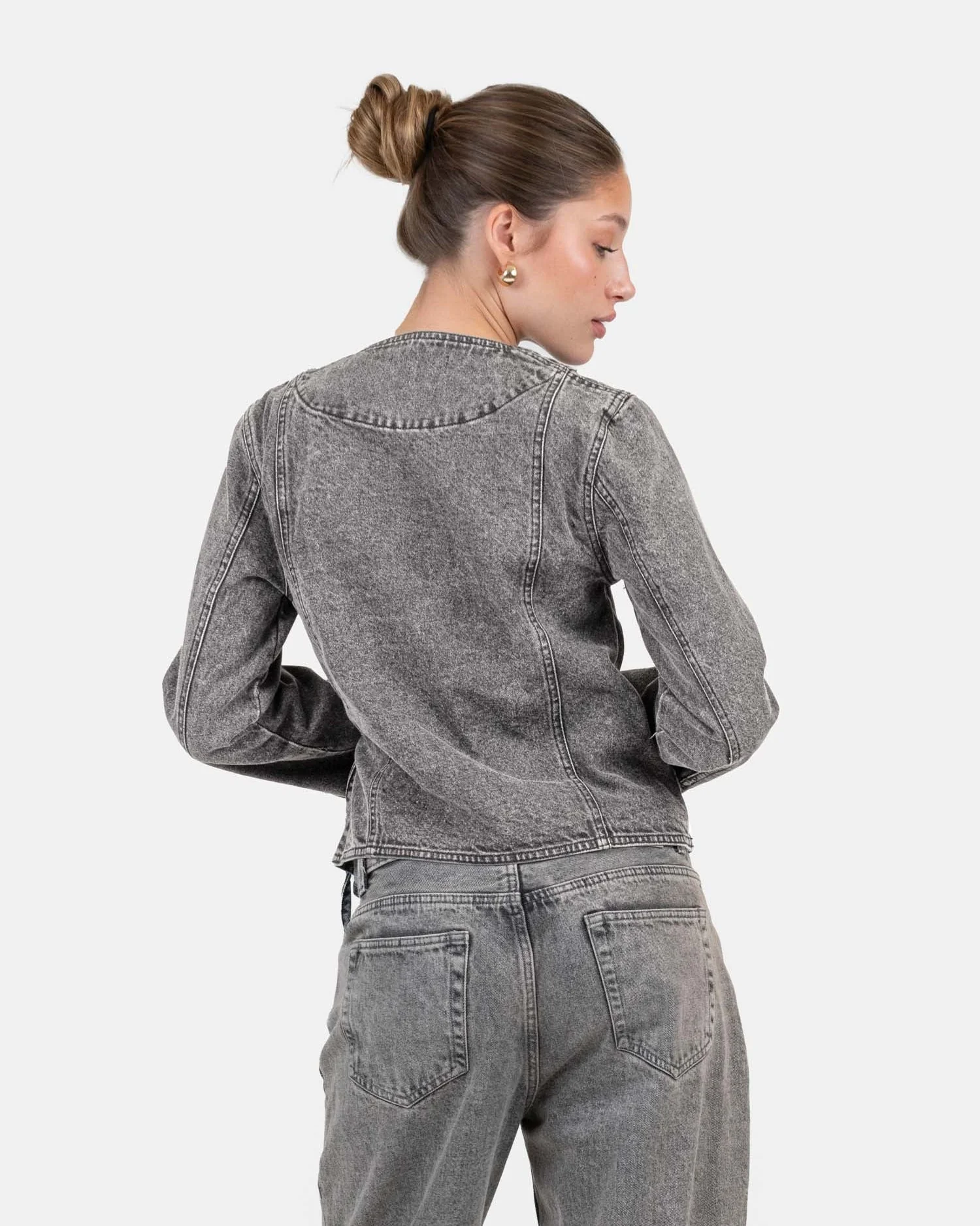 Denim tie shirt washed gray - Image 6