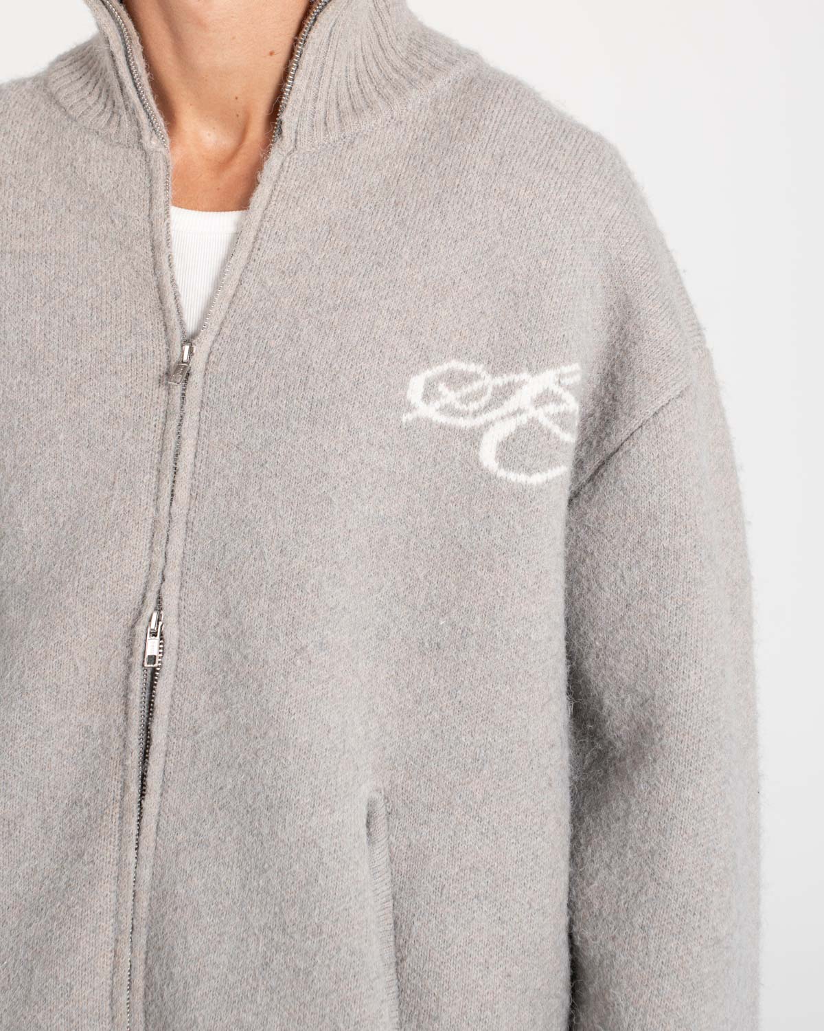Full-zip sweater light gray - Image 12