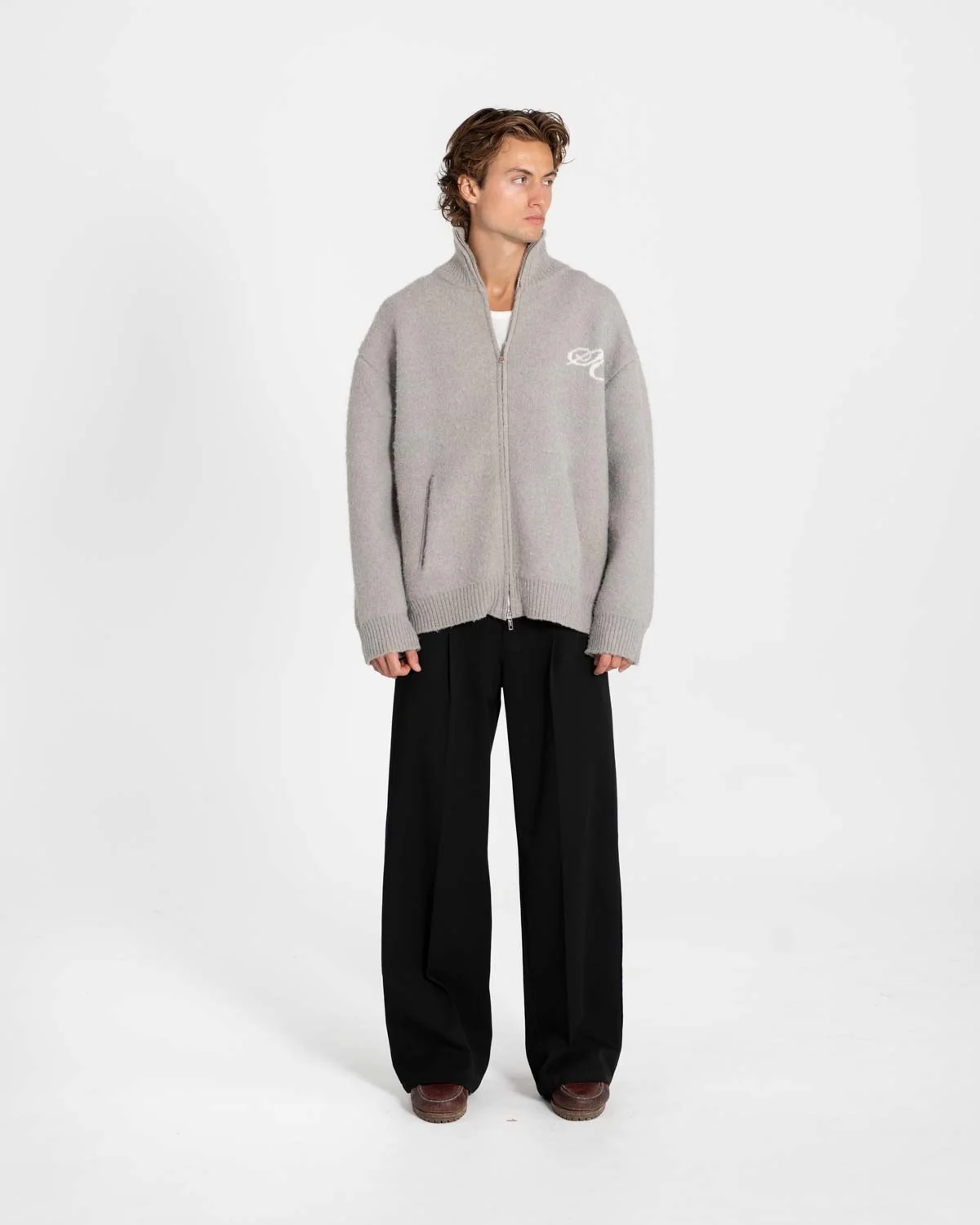 Full-zip sweater light gray - Image 4