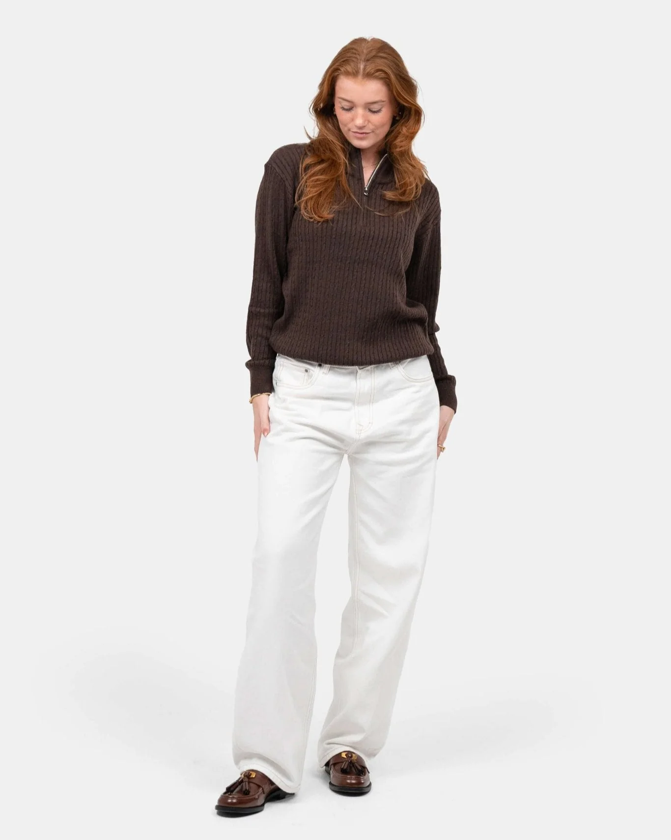 Half zip knit brown - Image 3