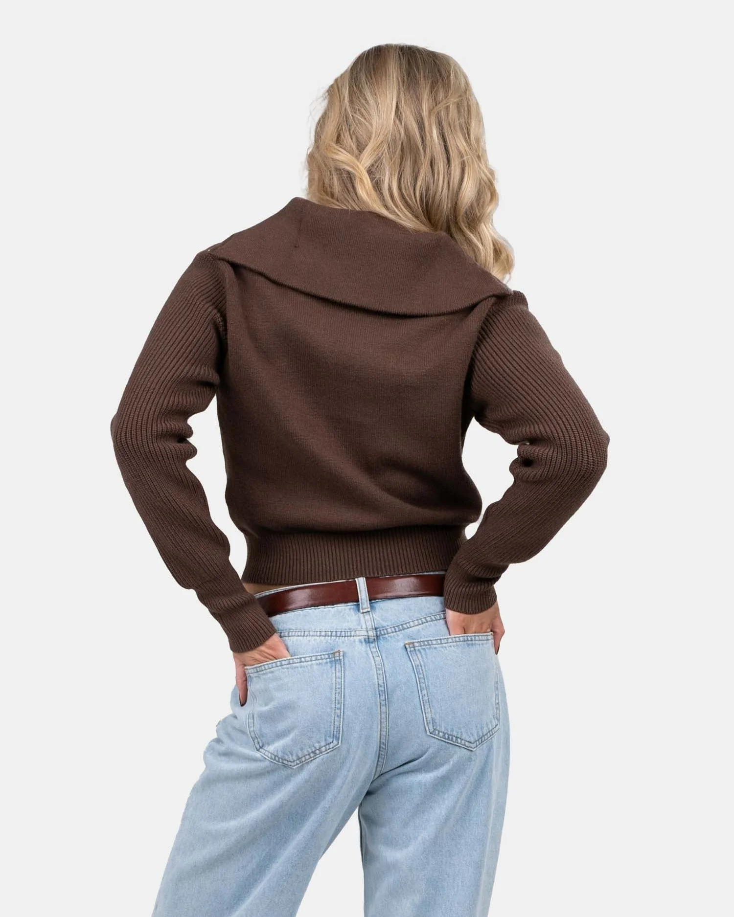 Half Zip Sweater Brown - Image 5