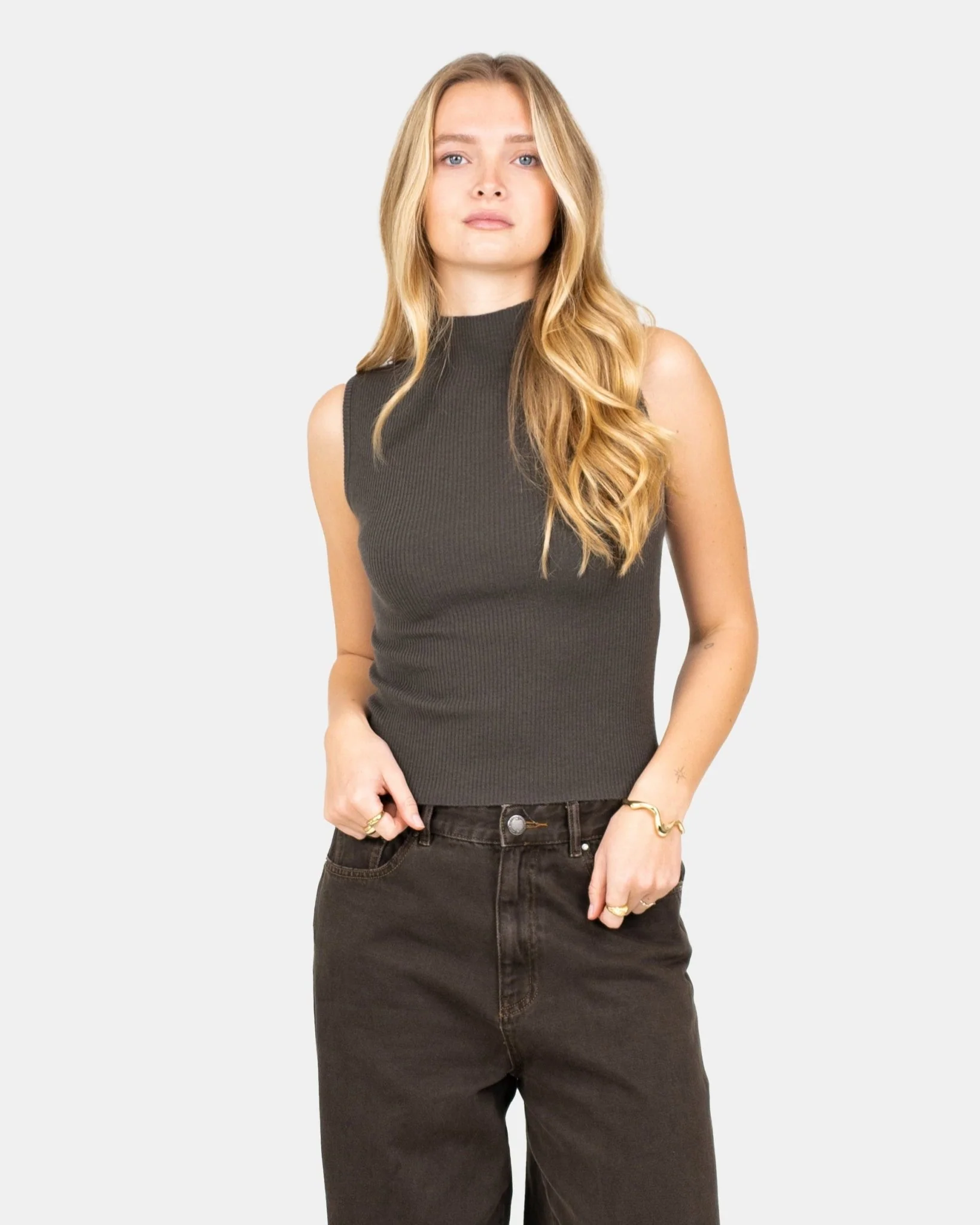Highneck knitted top gray - Image 6