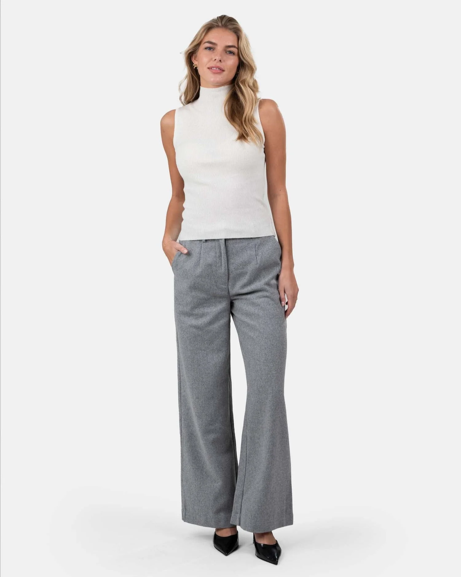 Highneck Knitted Top White - Image 5