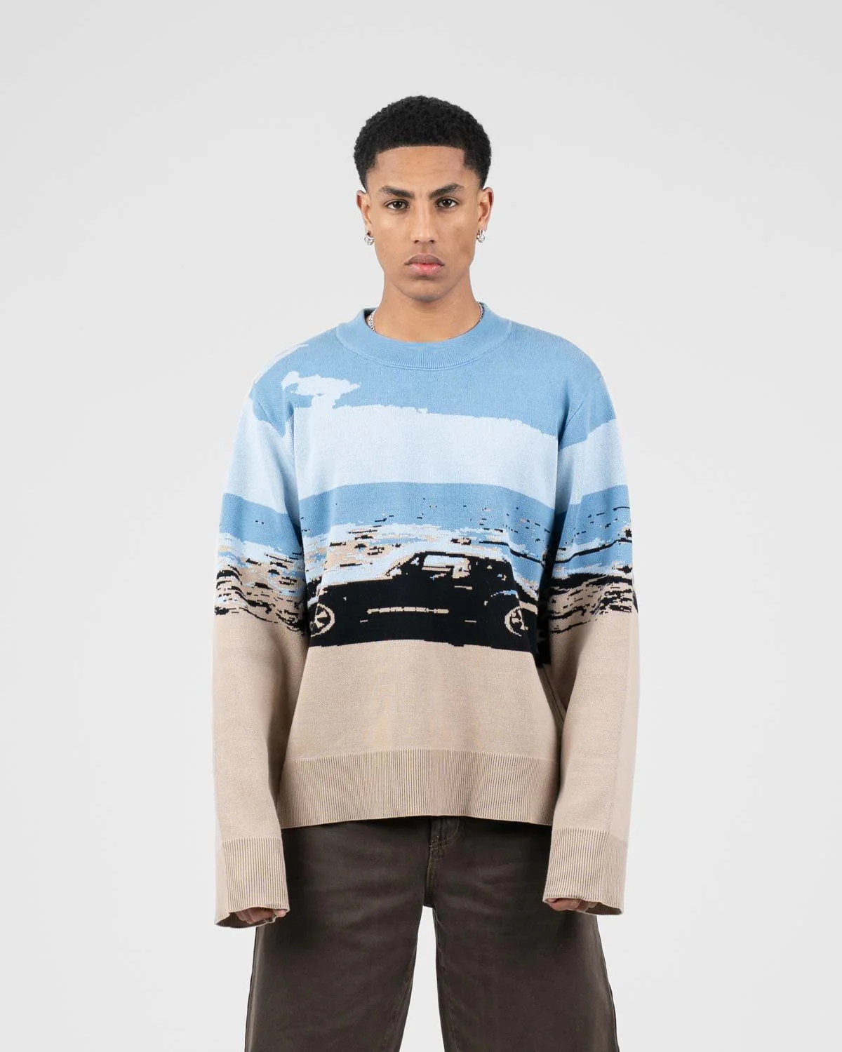 Jaquard Knit Blue Car - Image 2