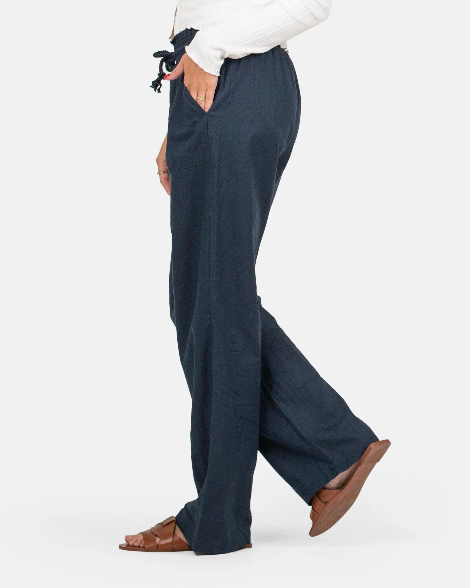 Flax pants low -waisted navy - Image 5