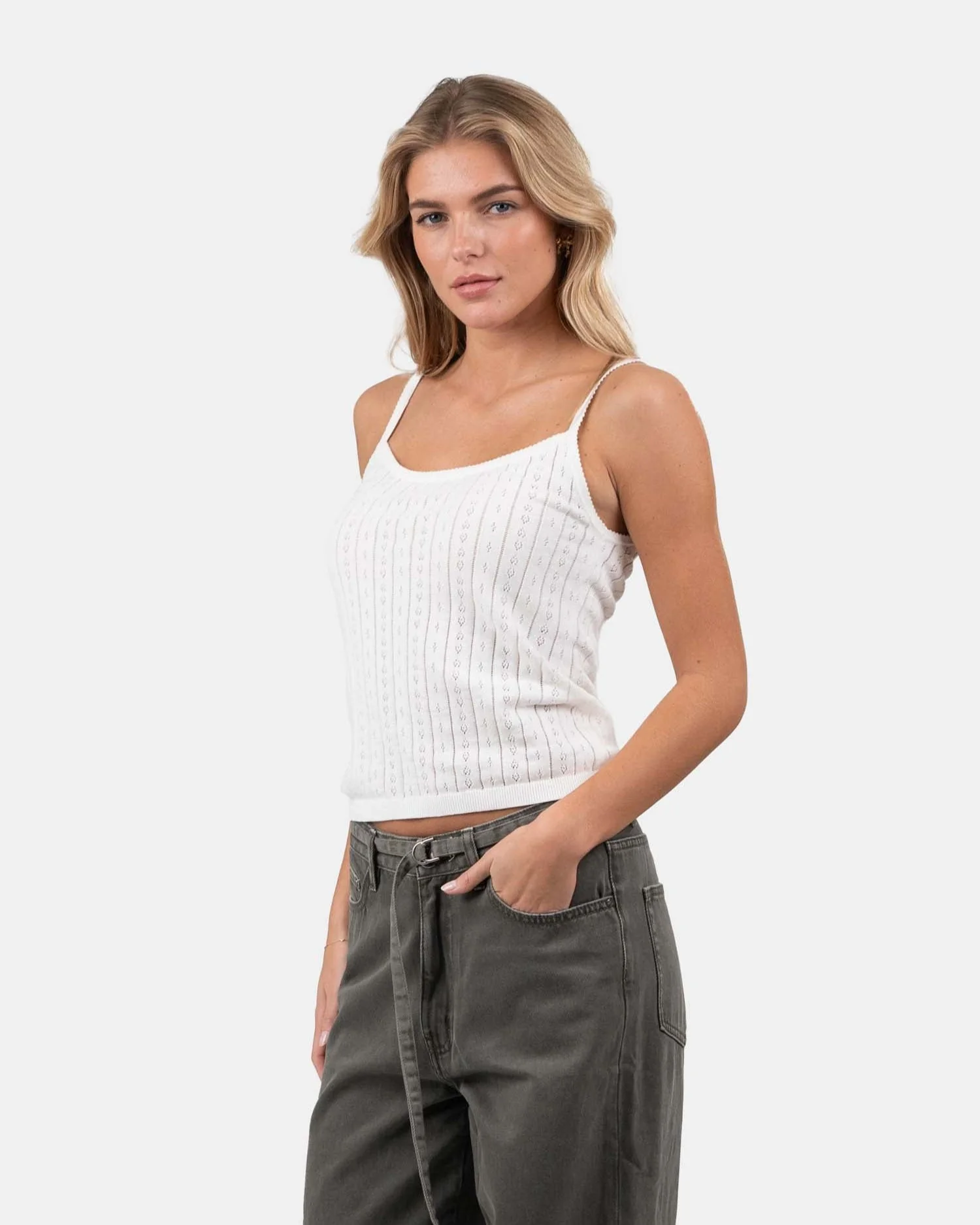 Strap Pointelle Top White - Image 3