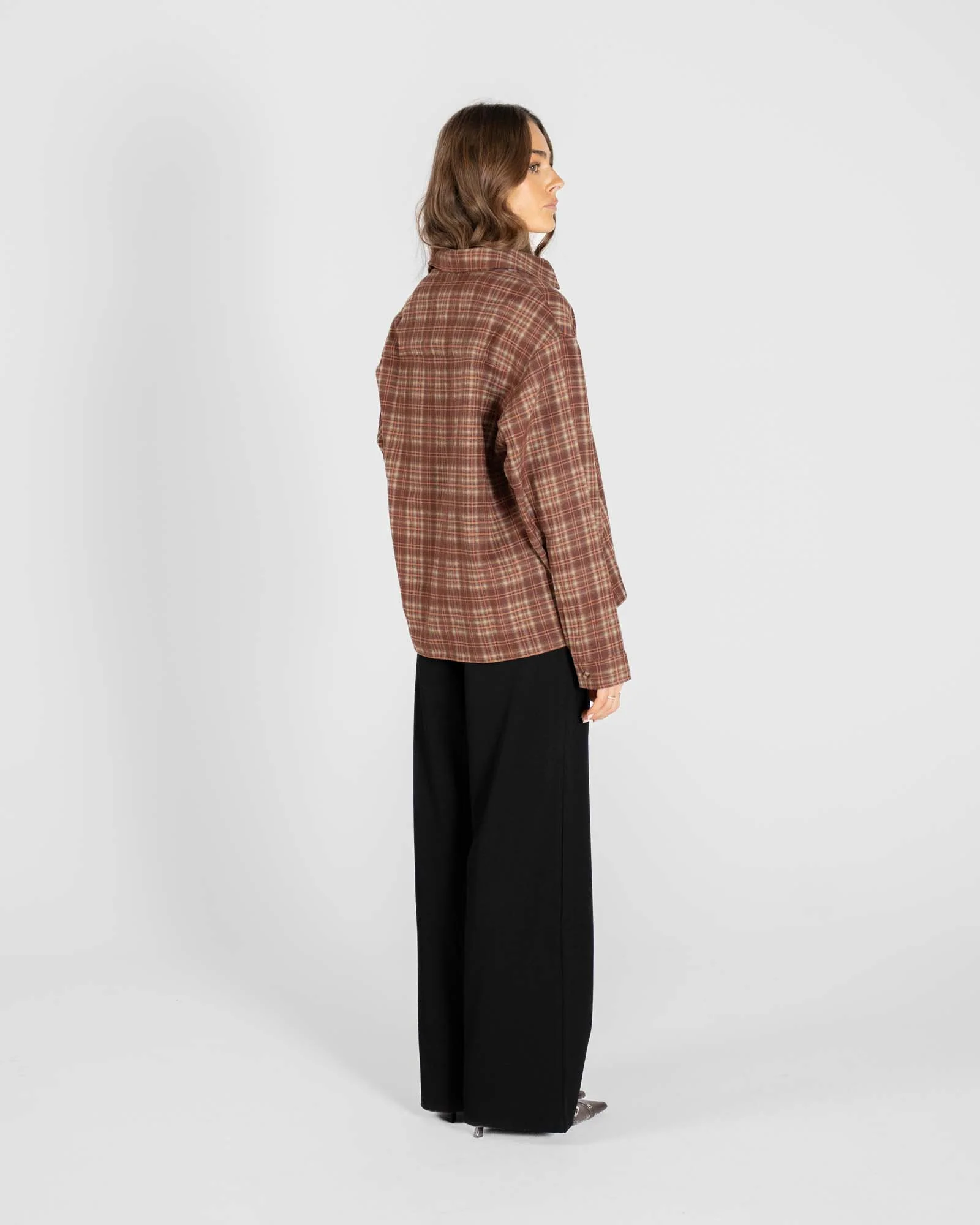 Checkered flannel shirt Bordeaux - Image 9