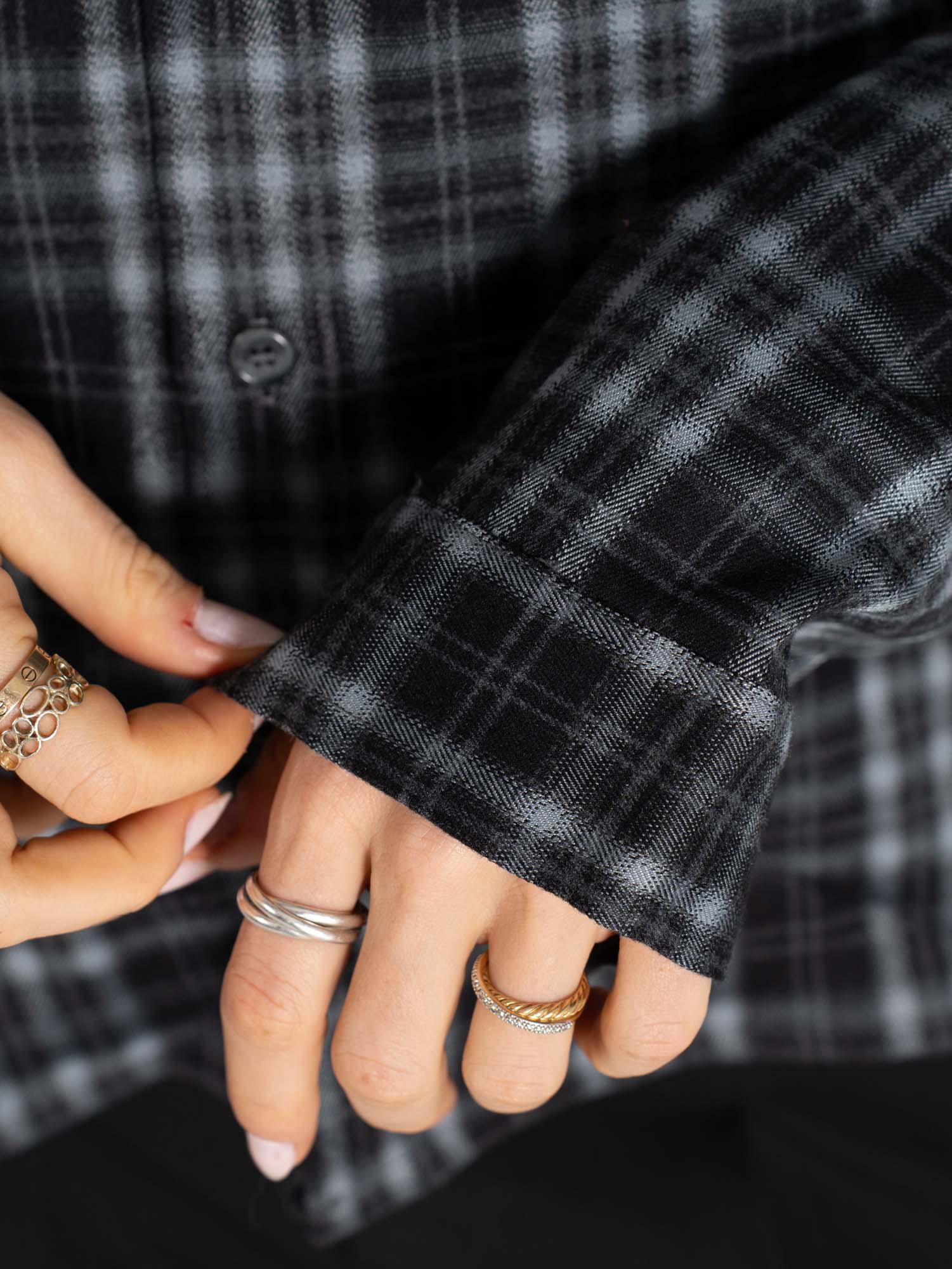 Checkered flannel shirt gray - Image 9